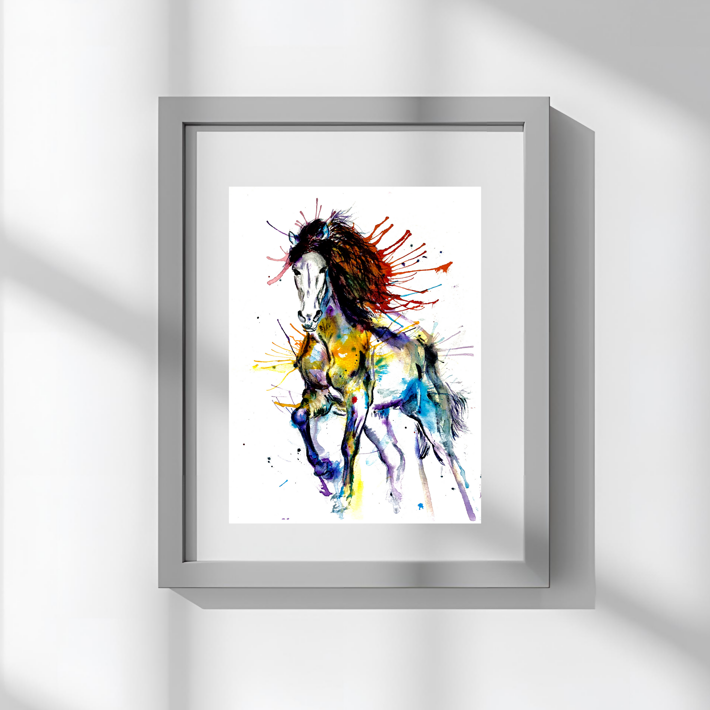 FINE ART PRINT OF MULTI-COLOUR HORSE, PART OF THE 'ANIMAL ART COLLECTION'
