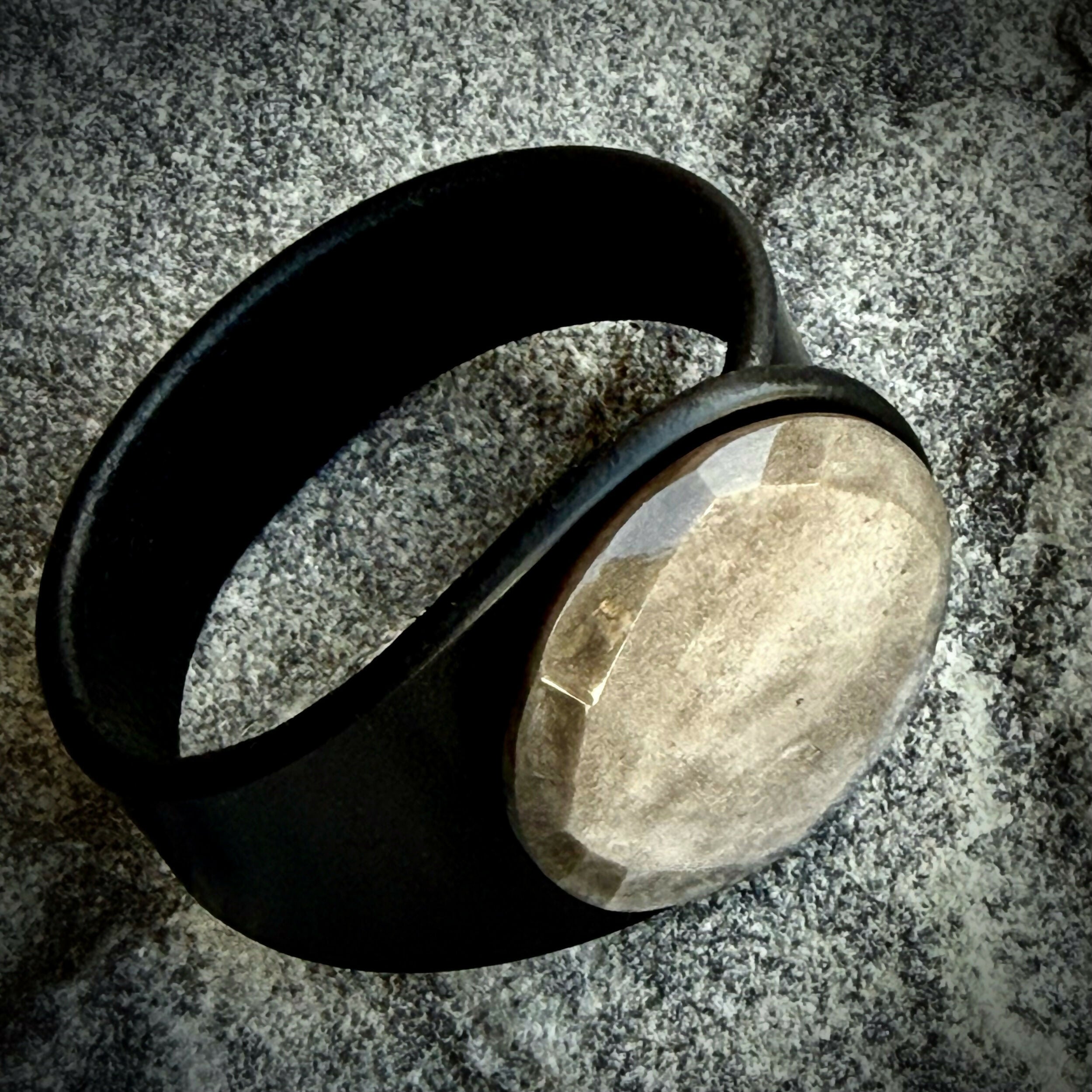 Handcrafted Natural Leather & Faceted Silver Sheen Obsidian Gemstone Bracelet - Size S or M