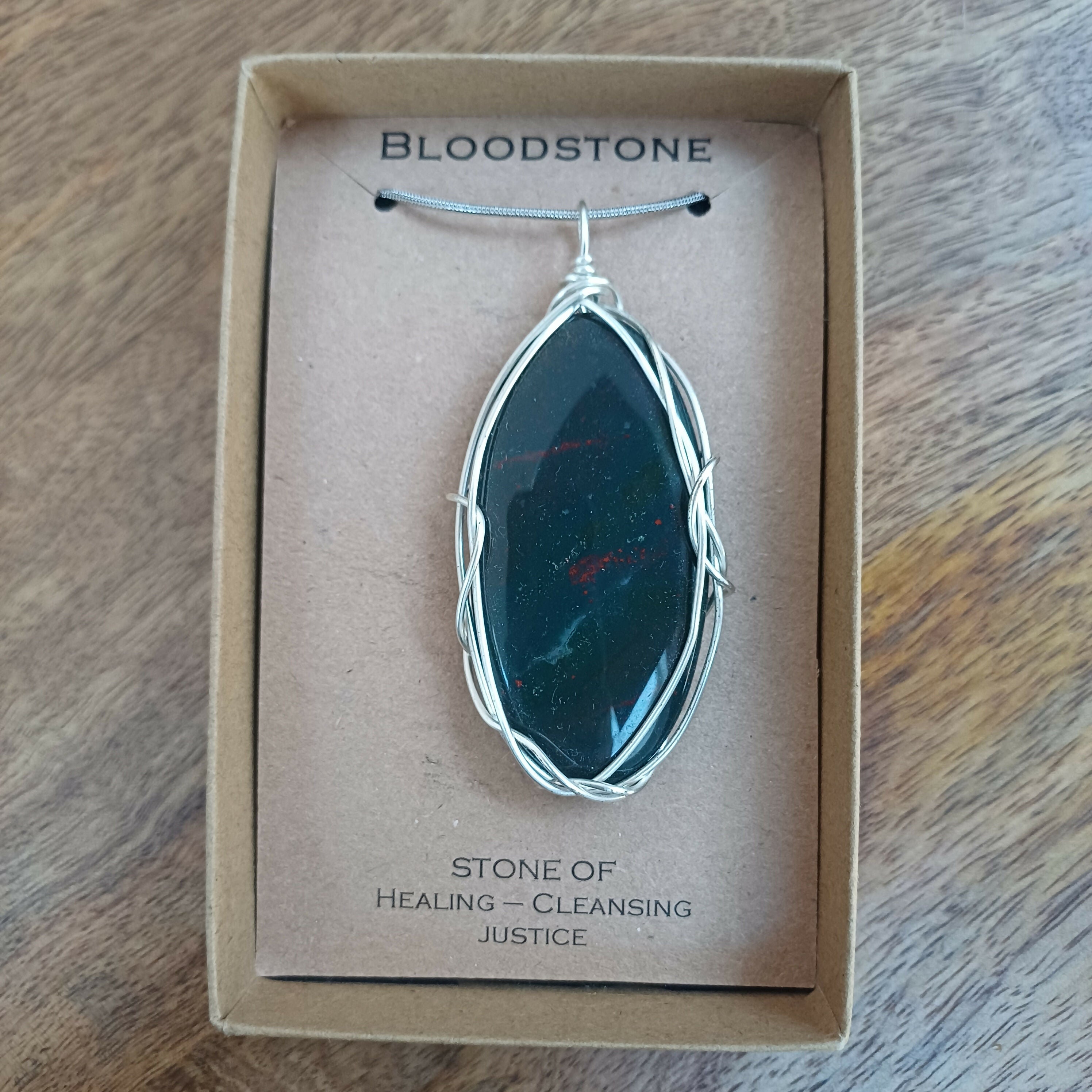 Bloodstone Wire Wrapped Pendant
