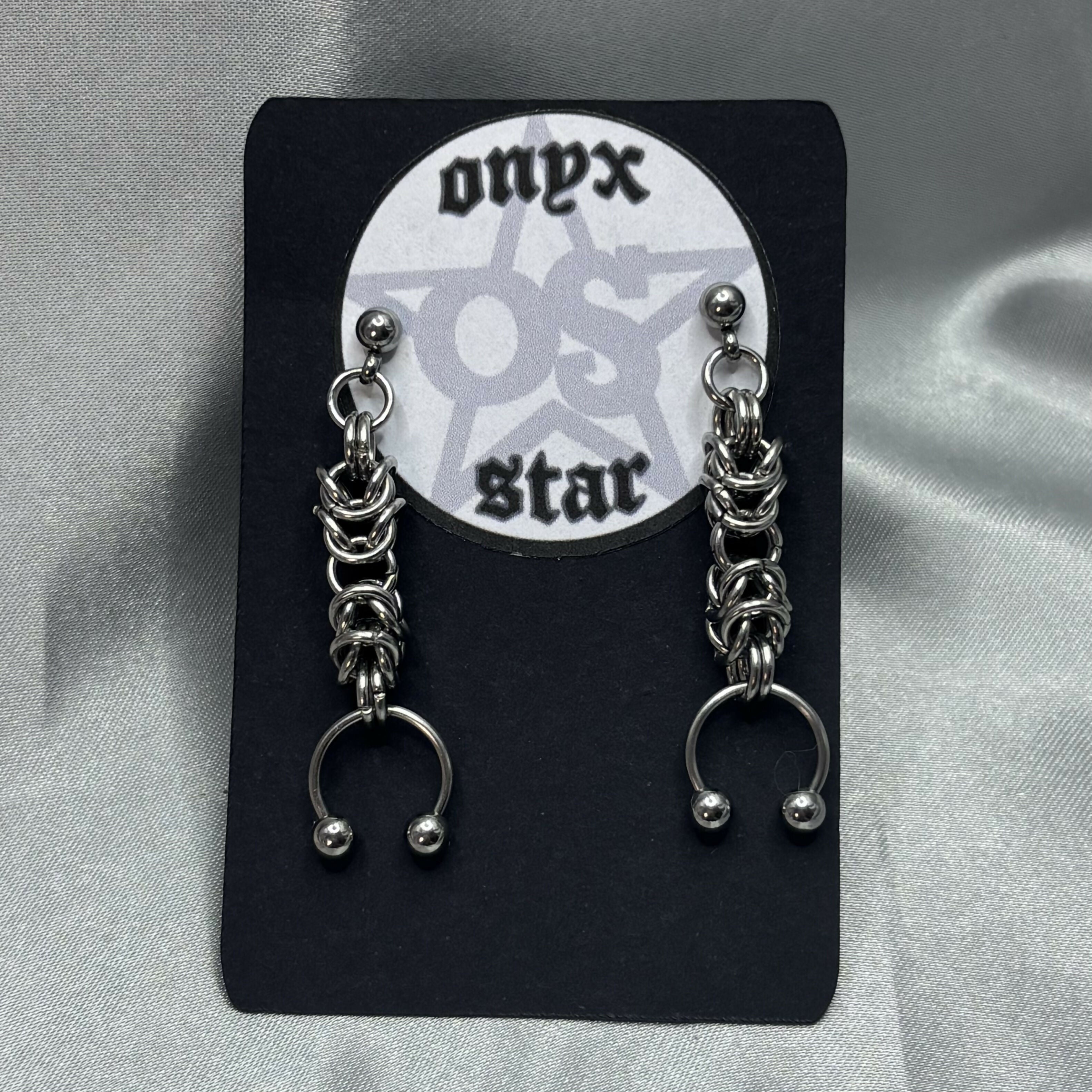 Pierced Horseshoe Chainmail Earrings