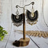 Egyptian Queen Earrings; Large Statement Black Macrame Gold Spirals Earrings