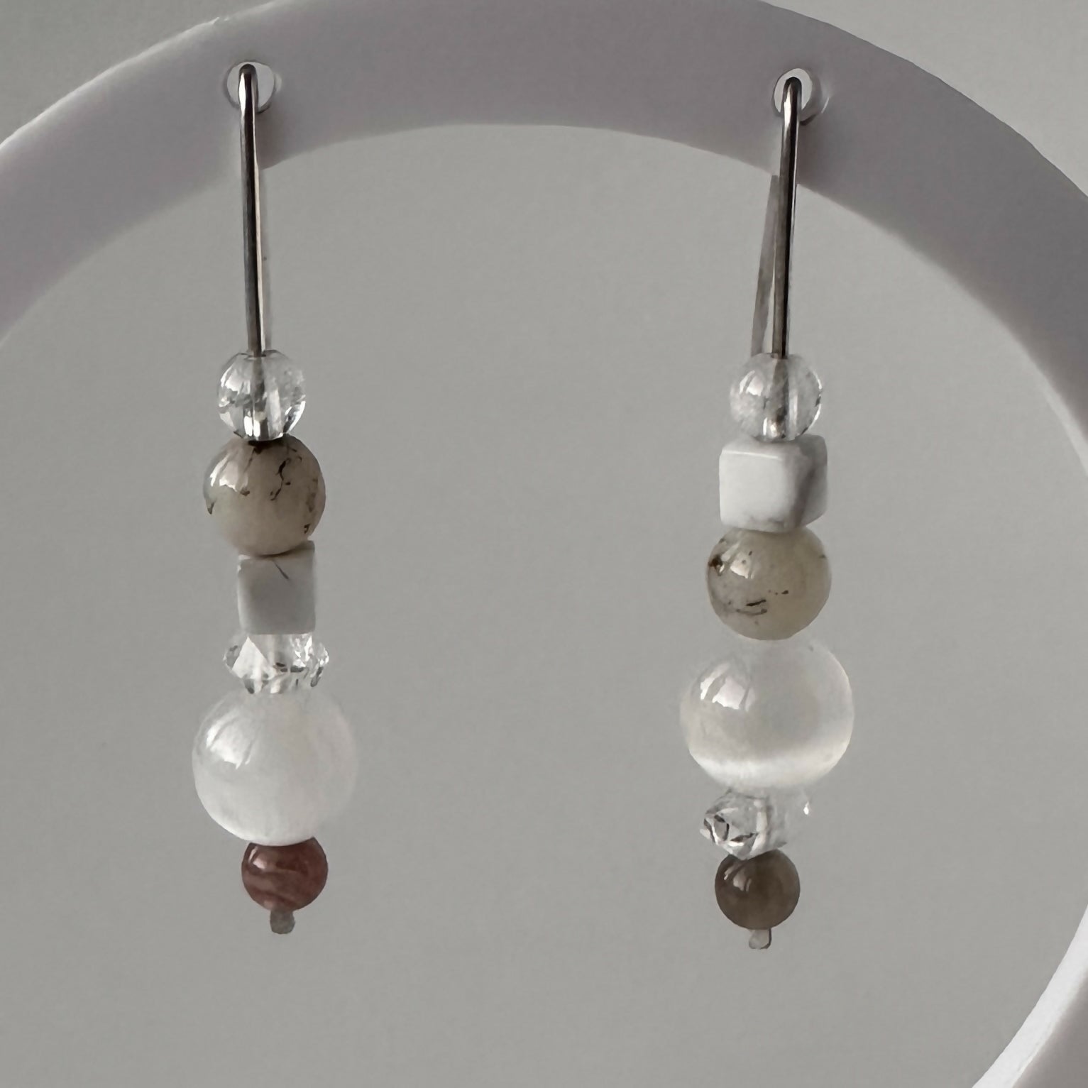 HEALING CRYSTAL & STERLING SILVER CROWN CHAKRA EARRINGS