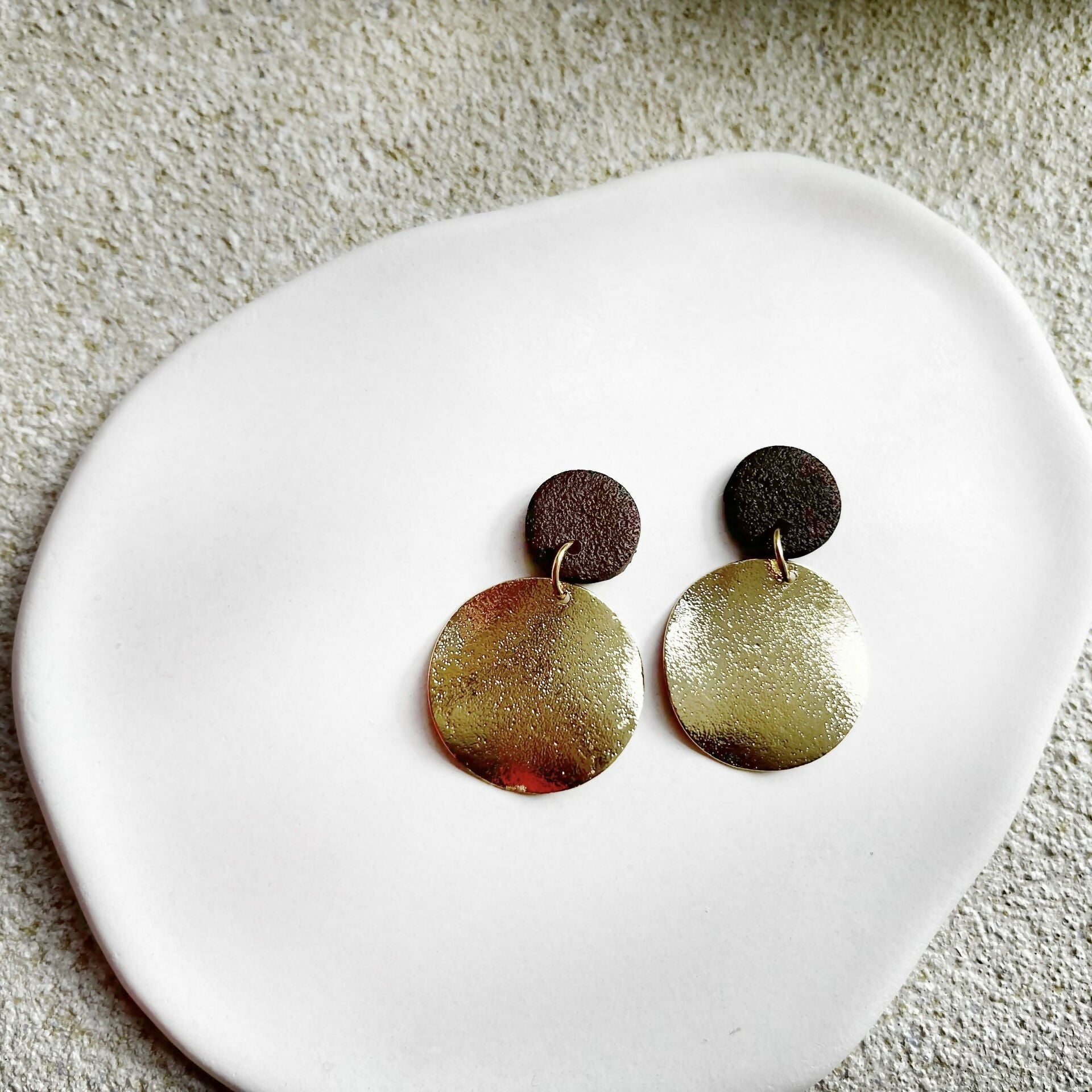 Hammered Disc Clay Earrings