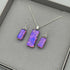 Pink & Purple Flower Dichroic Glass Necklace and Earrings Set - Sterling Silver, Handmade by Jade Tapson Glass.