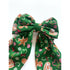 Green Gingerbread Man Christmas Hair Bow with Barrette Clip