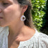 Opal Shimmer Teardrop Hoop Earrings with Floral Detail in Blush Pink