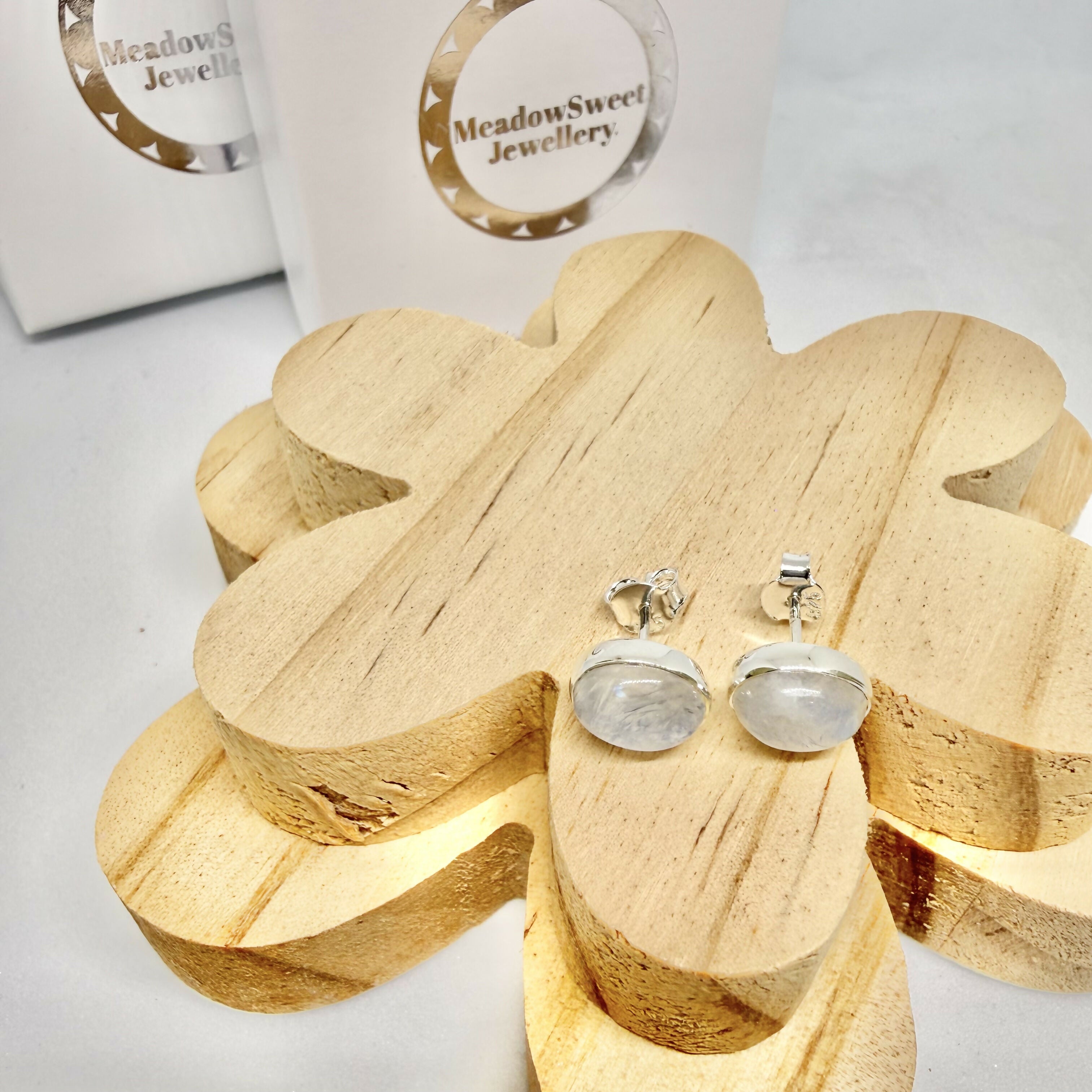 BLUE MOONSTONE STUD EARRINGS