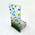 Handmade Fused Glass Tea Light Holder with Blue & Green Flowers