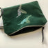 Green Hummingbirds Velvet Zip-Up Pouch with Wrist Strap