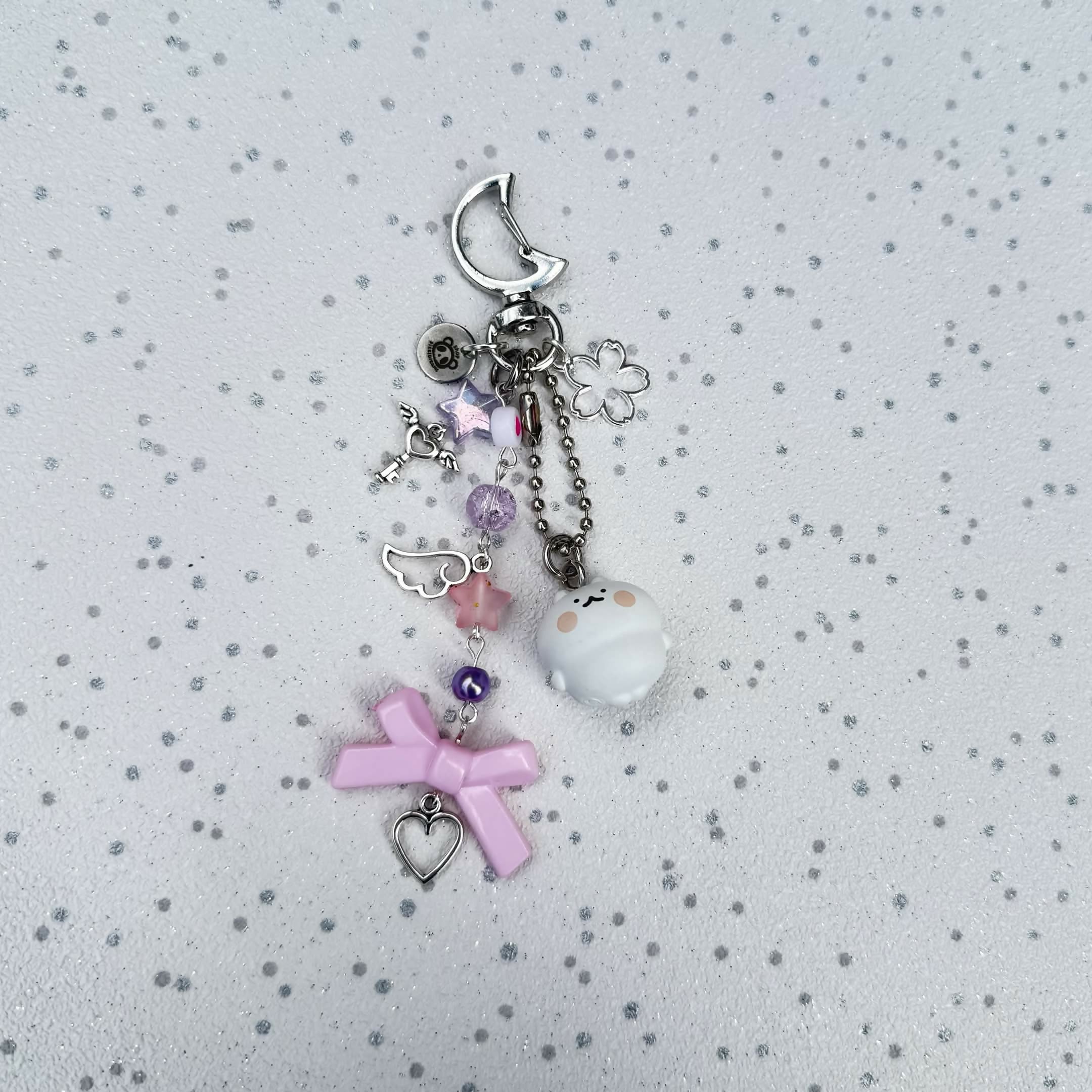 Lazy Cat Gacha Pink Trinket Keychain