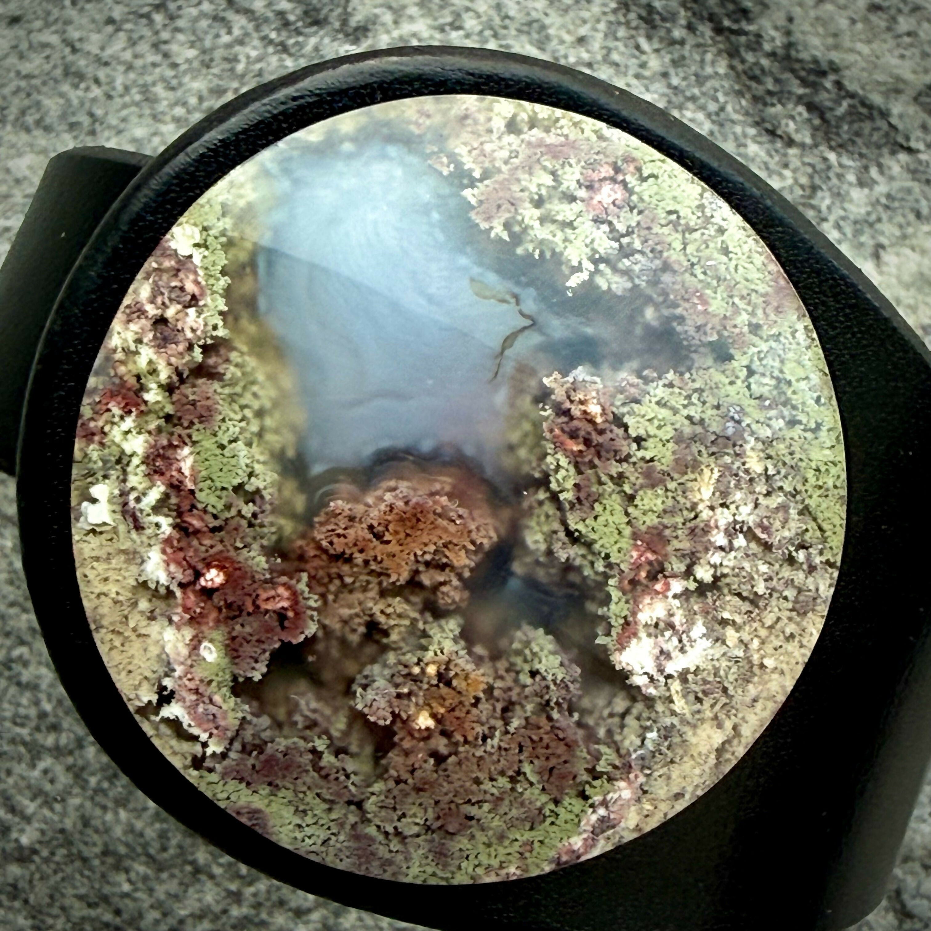 Handcrafted Natural Leather & Scenic Moss Agate Gemstone Bracelet - Size S or M