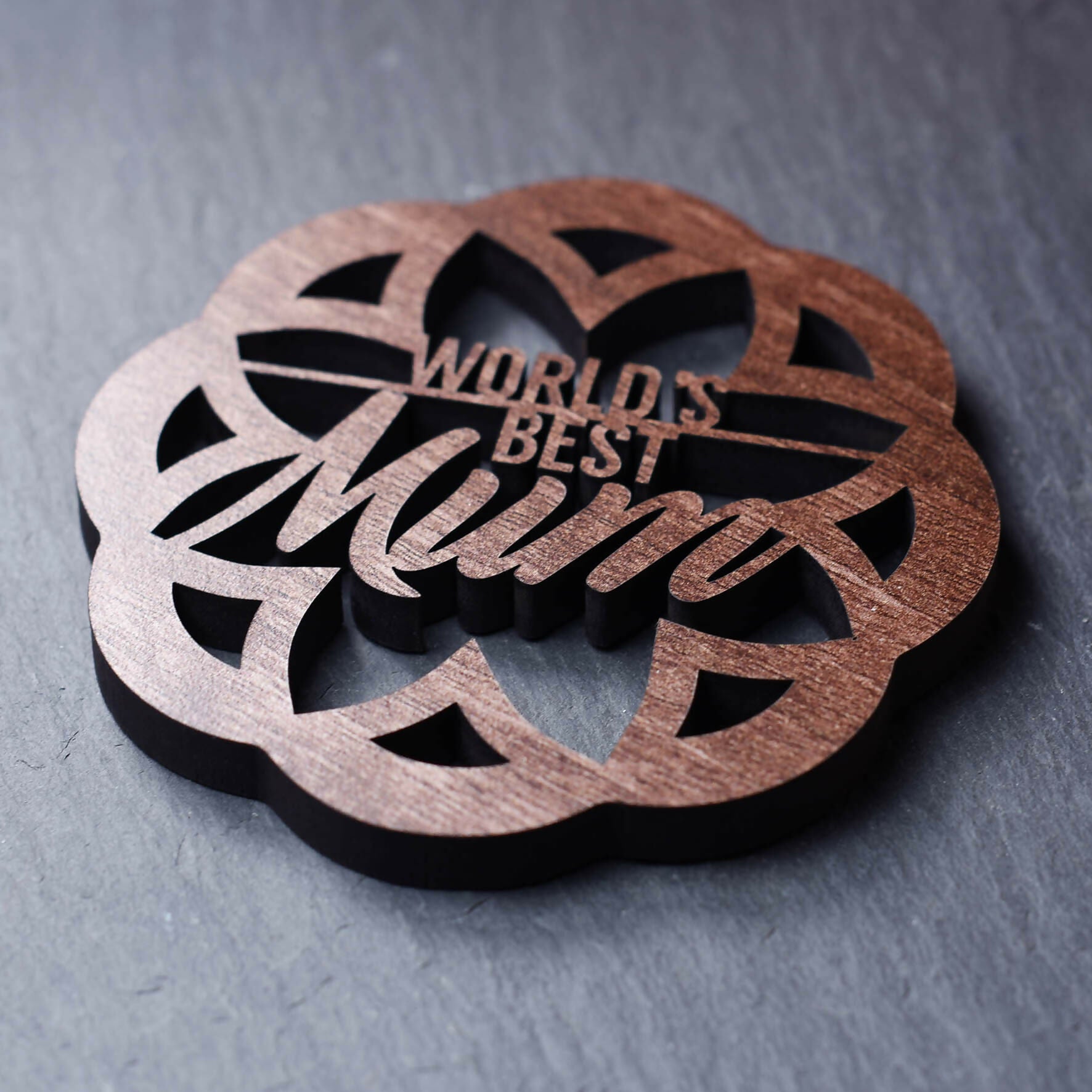 World's Best Mum Laser Cut Wooden Coaster