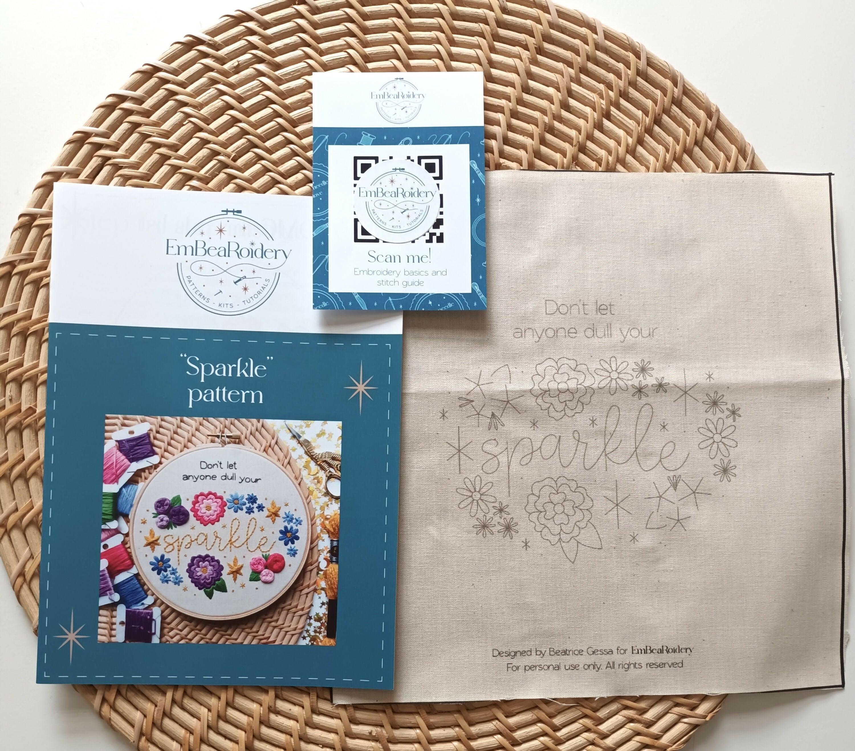 Preprinted embroidery pattern for beginners - Sparkle