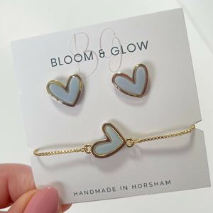 Heart Earring and Bracelet Set