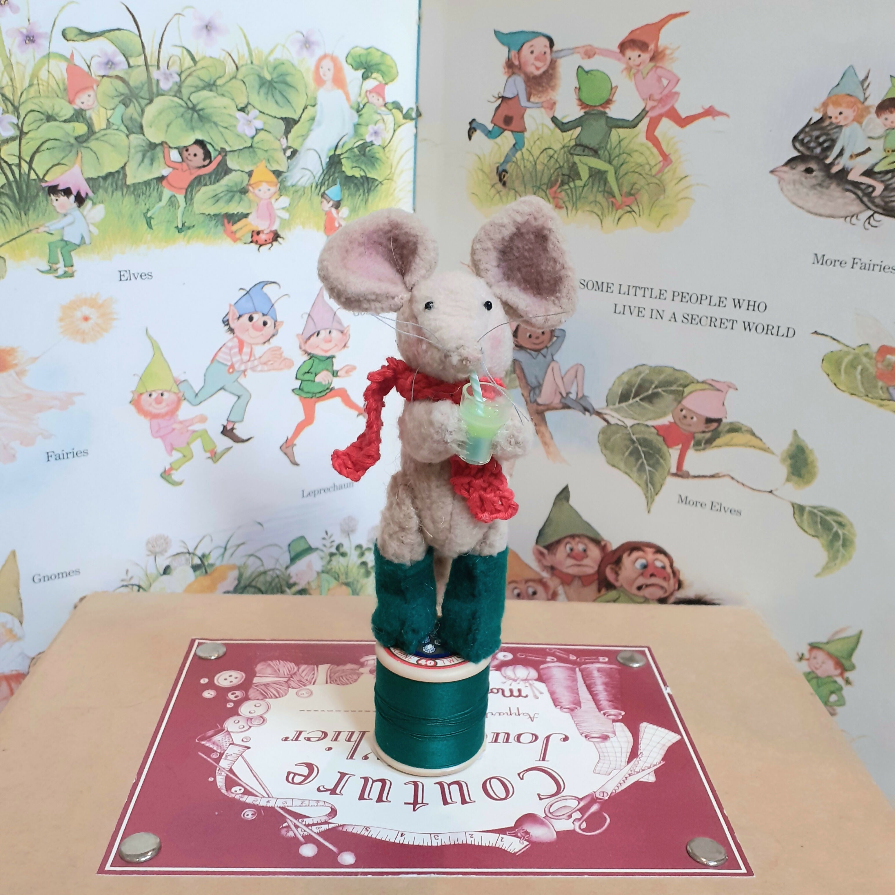 Mouse On Vintage Cotton Reel Ornament