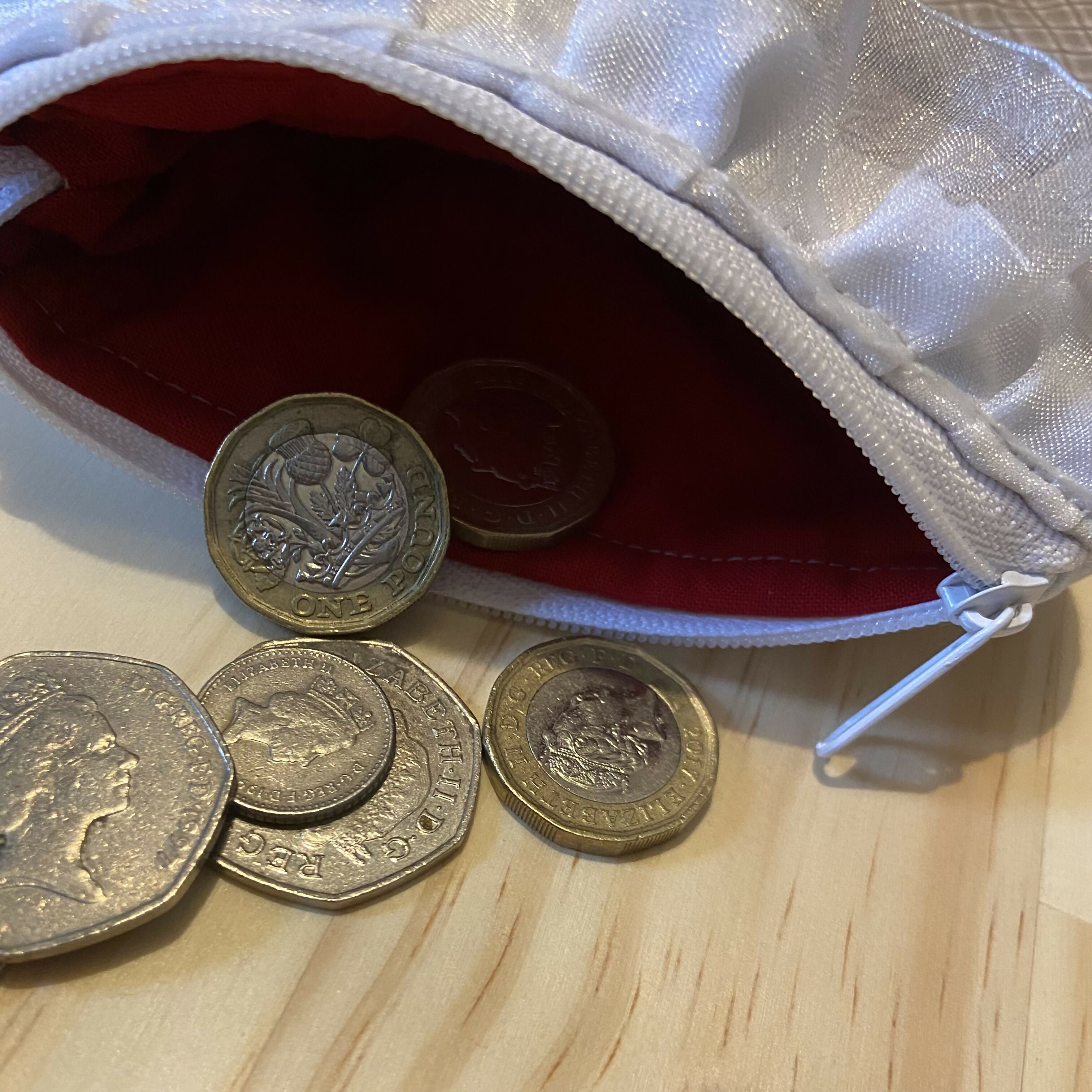 Light Brown Check Mini Zipper Pouch