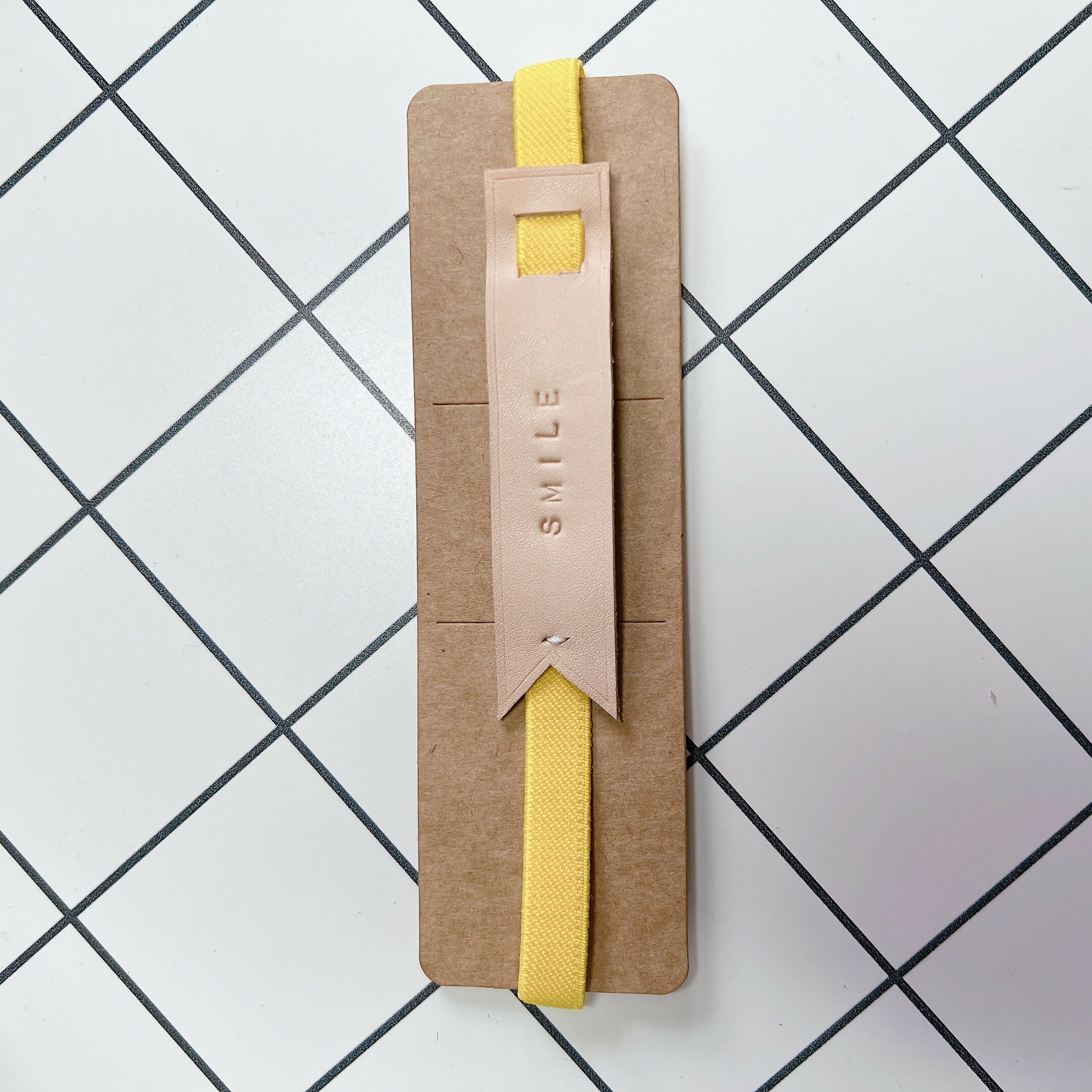 Rubber Strap Leather Elastic Bookmark - SMILE