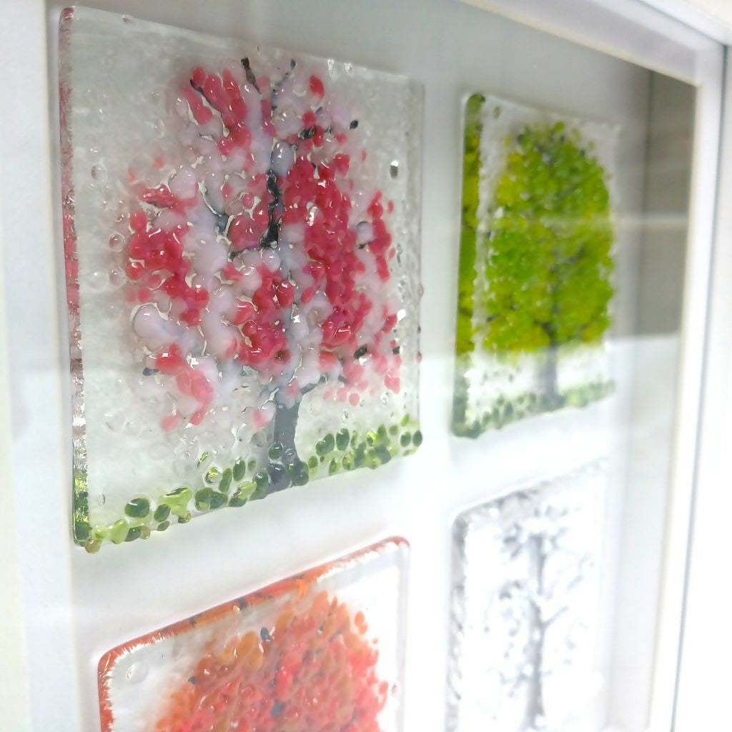 Freestanding Fused Glass 4 Seasons Picture
