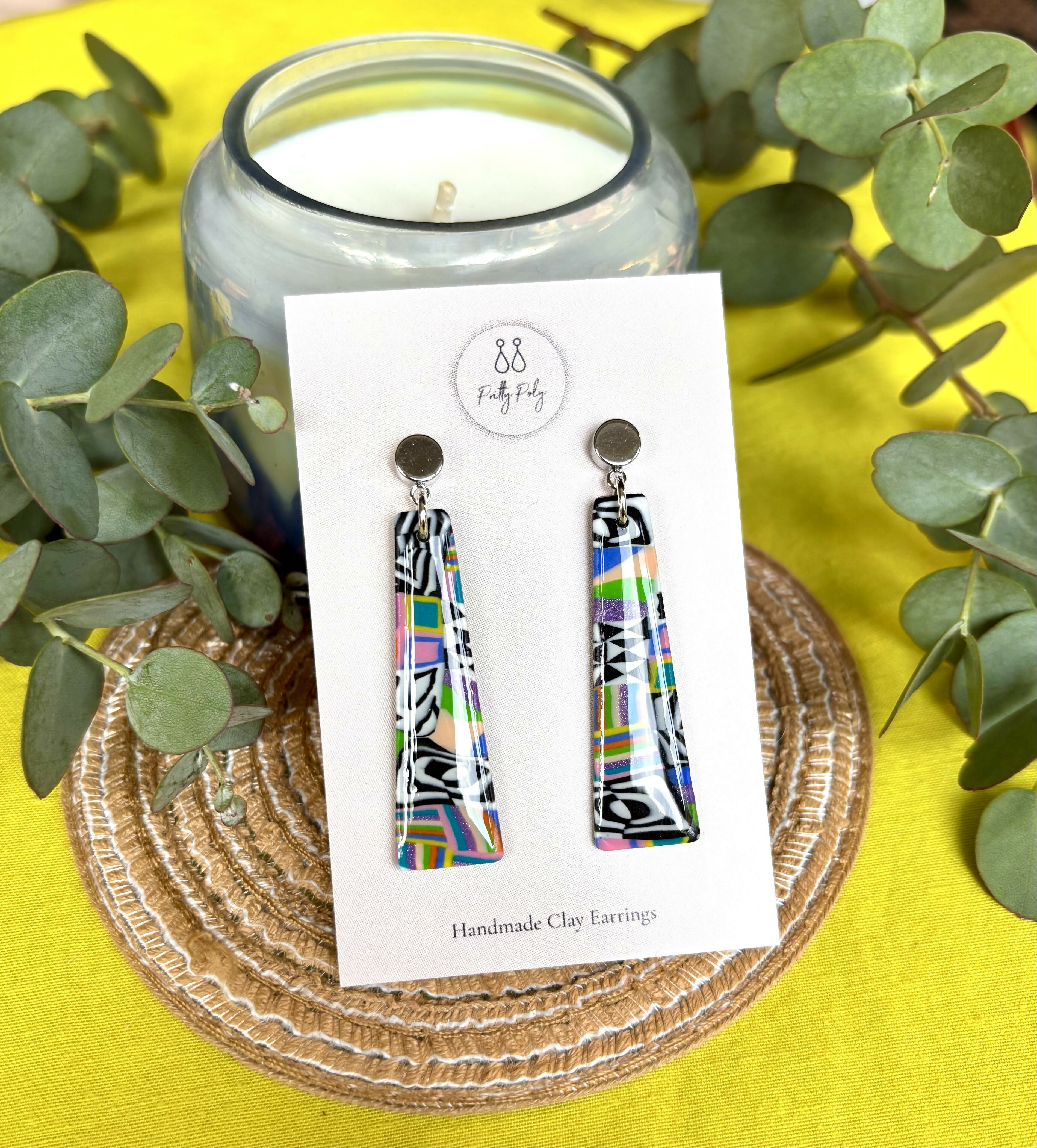 Funky Pattern Collection - Long Dangle Polymer Clay Earrings