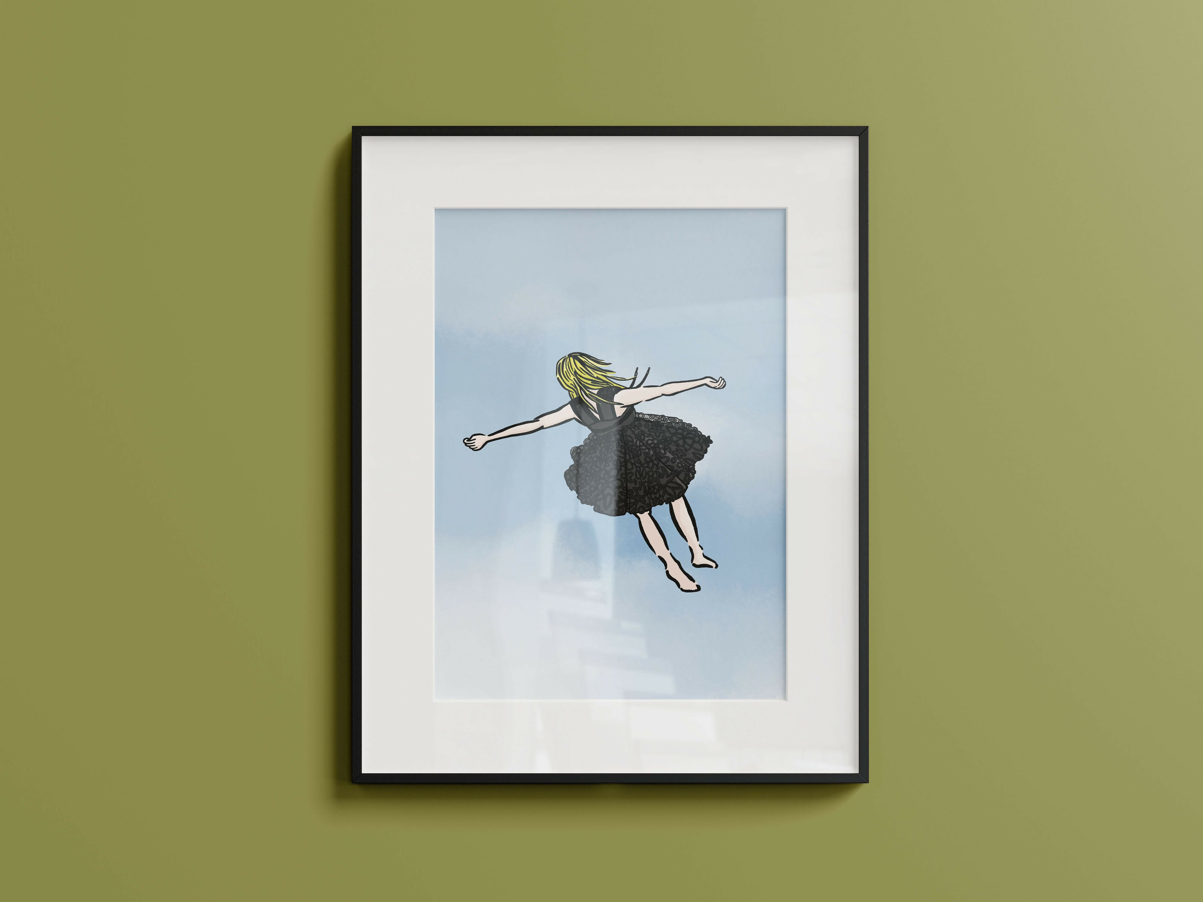 Parachute Illustration Print A4