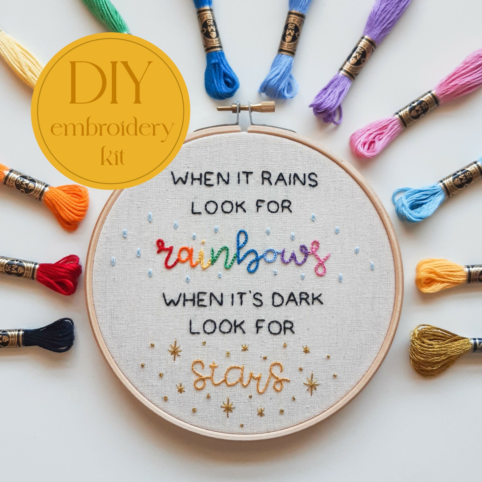 DIY Embroidery Kit For Beginners - Look For Rainbows