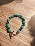 Pure Copper Toggle Catch Bracelet with Blue Chalcedony, Faceted Green Chalcedony & Chrysocolla.