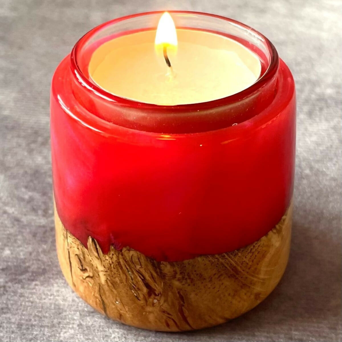 Handmade Burr Wood and Resin Tealight Holder