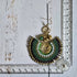 Green Jade Crystal Earrings; Full Moon Macramé Earrings With Gold Spiral & Bohemian Wirework