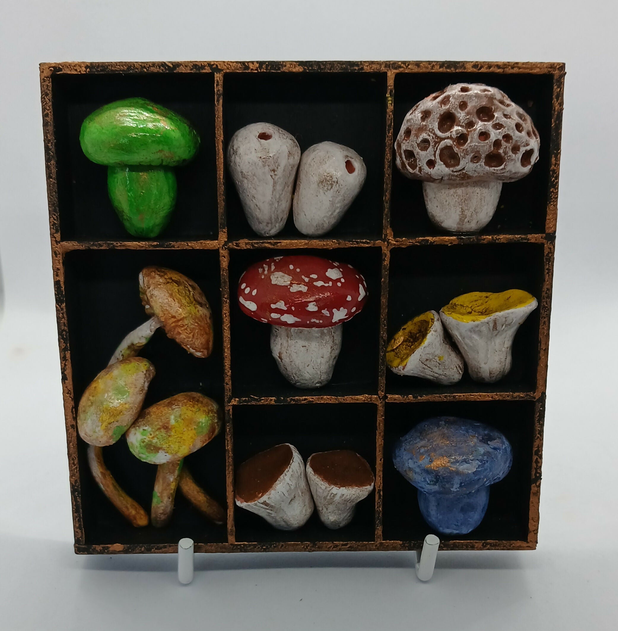 Clay Toadstool Small Wooden Black Painted Trinket Tray