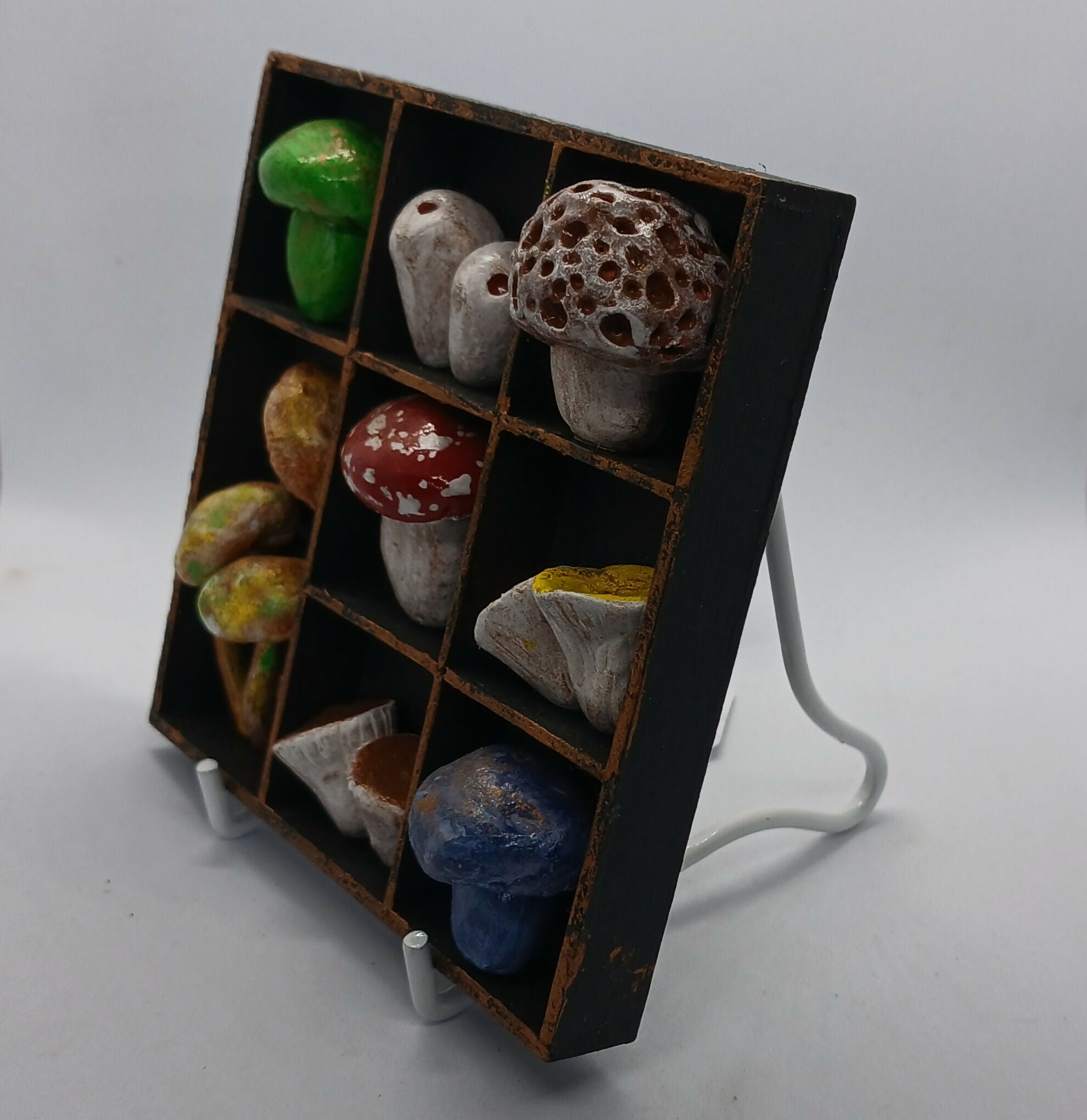 Clay Toadstool Small Wooden Black Painted Trinket Tray