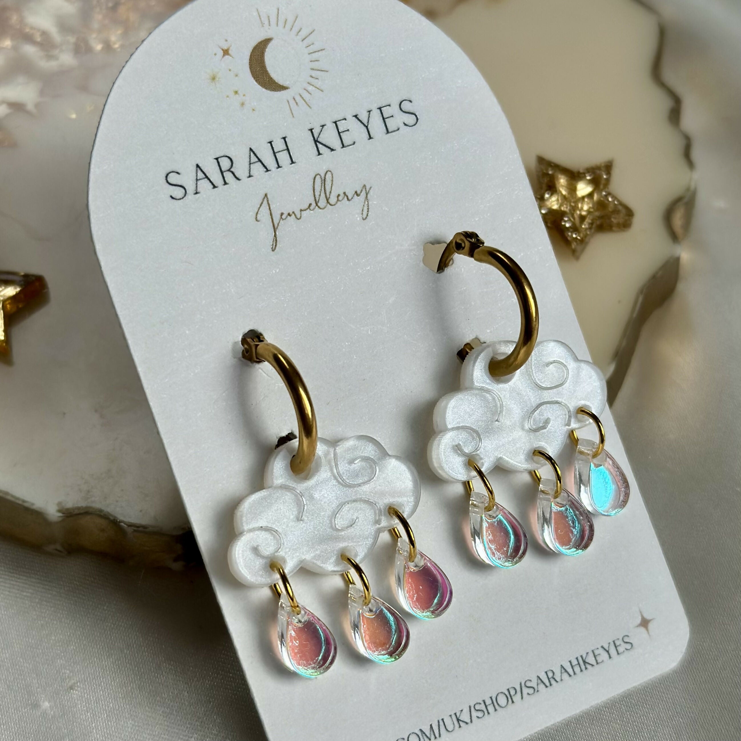 Celestial Cloud and Raindrop Earrings