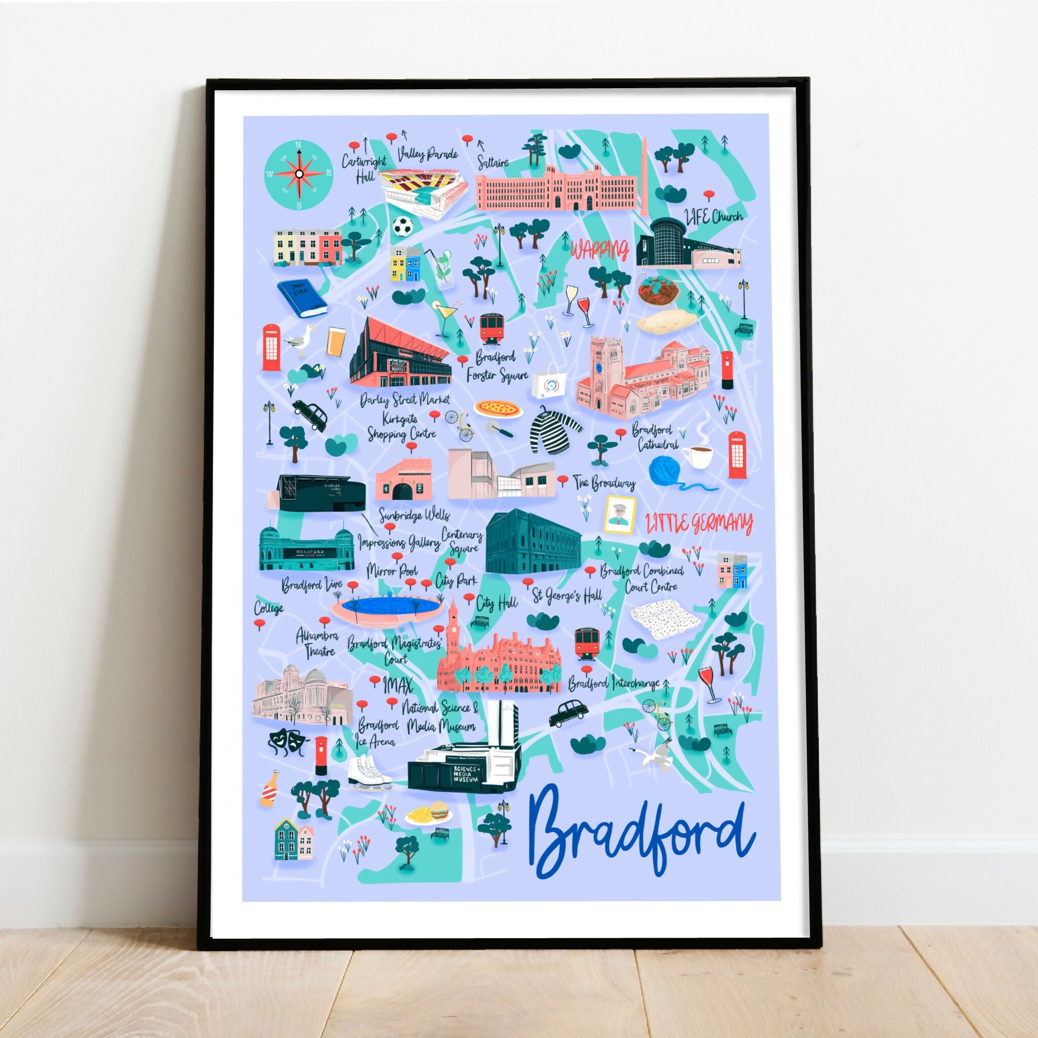 Bradford Map Art Print