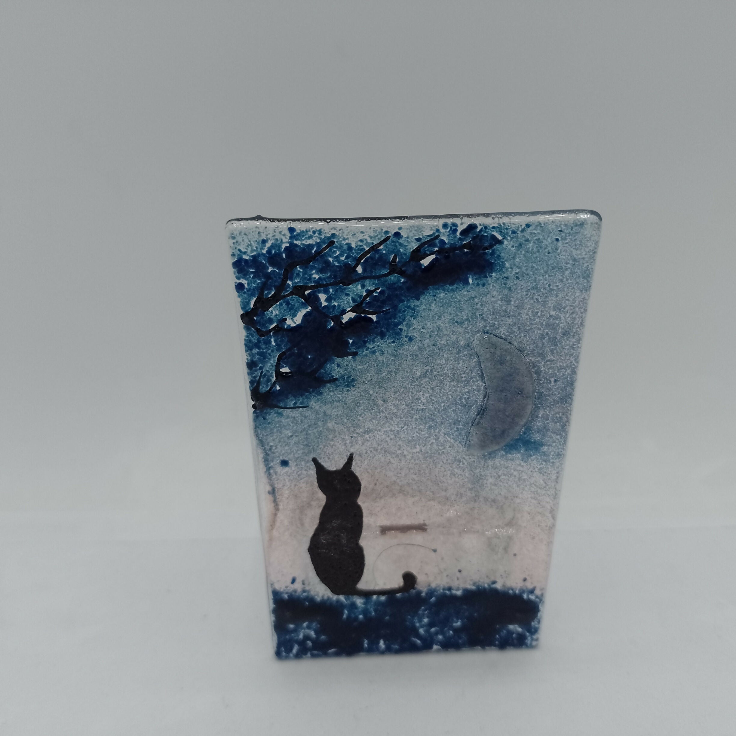 Fused Glass Silhouette Cat Tealight