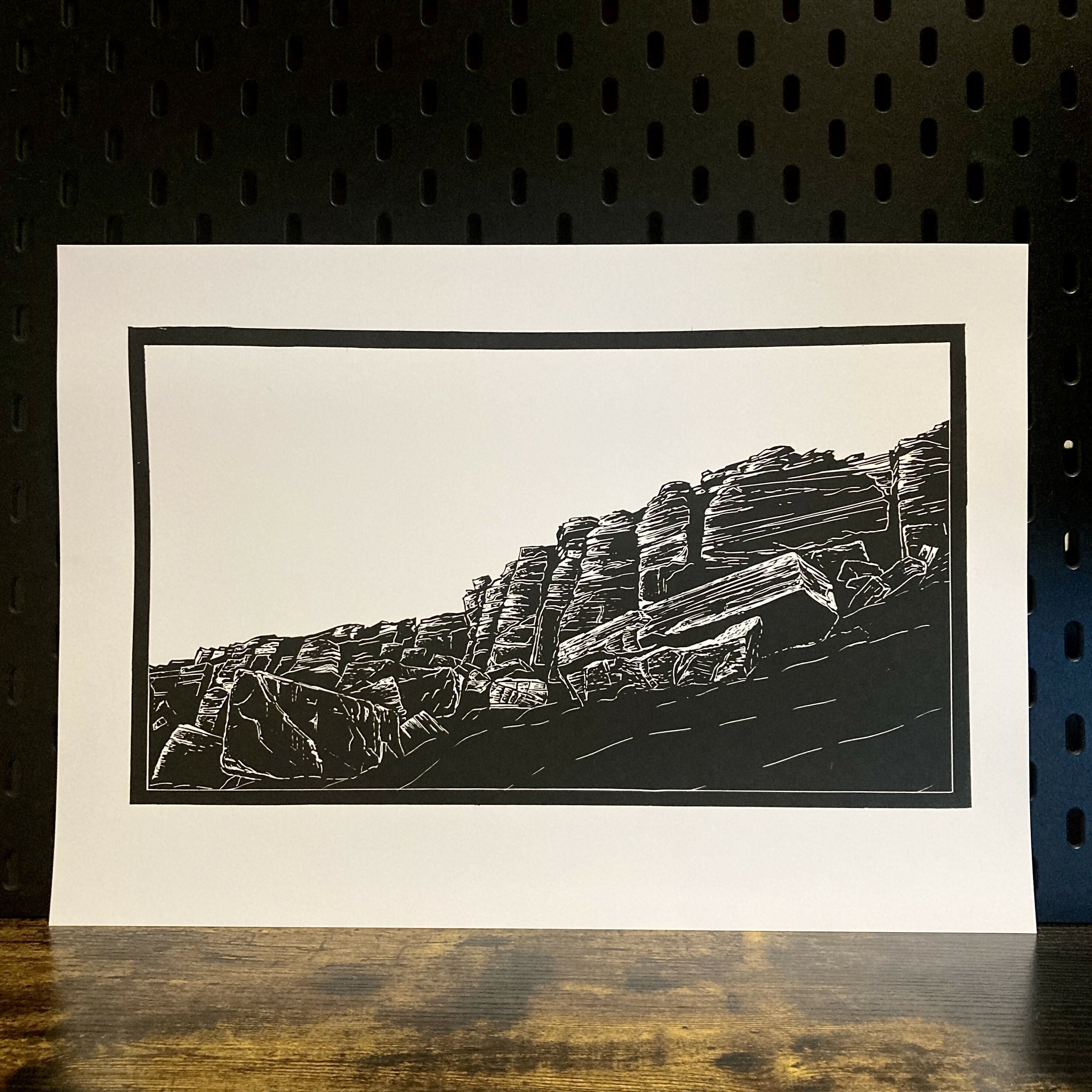 Stanage Plantation - A3 Hand Carved Lino Print On Card