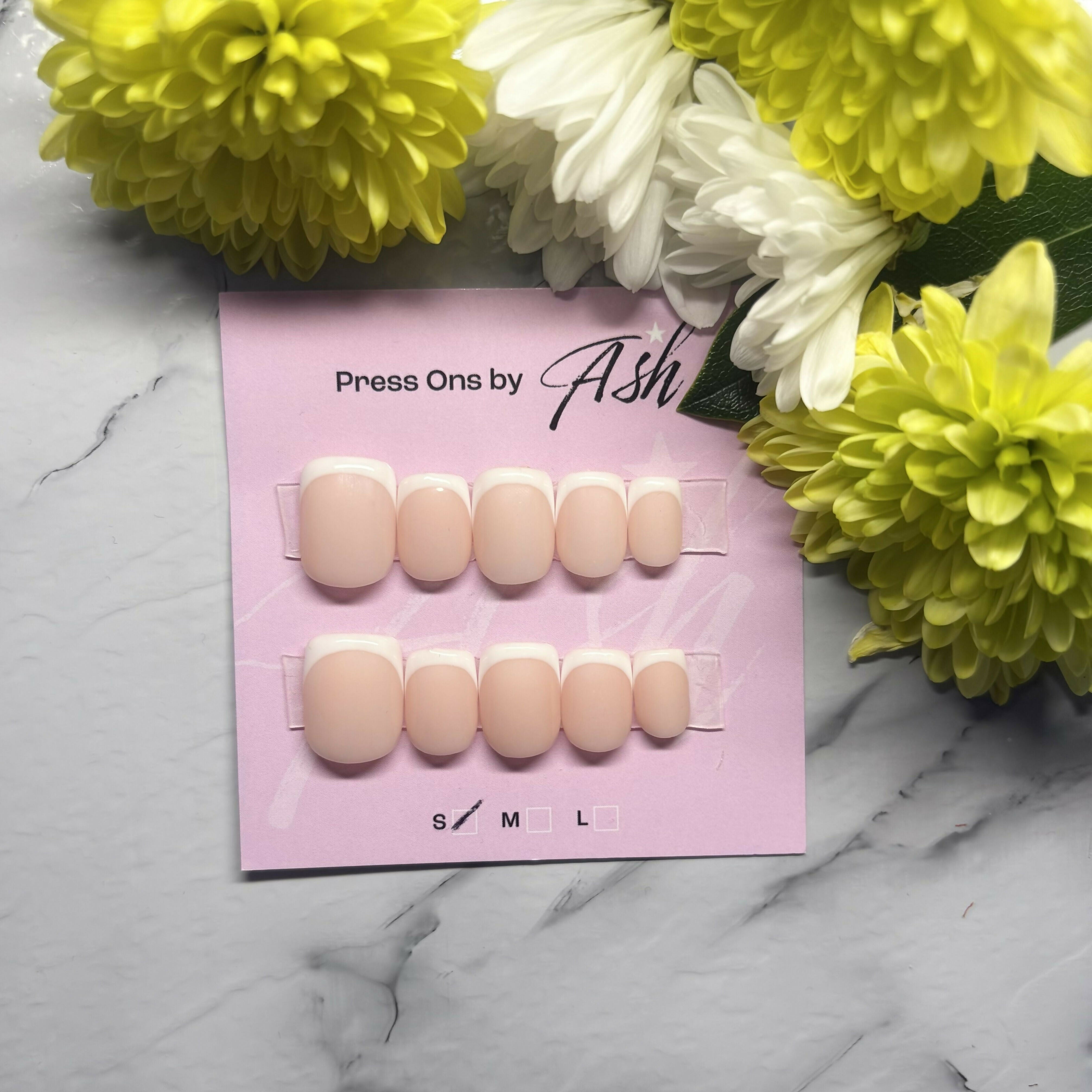 Reusable Classic French Tip Handmade Press On Nails