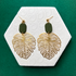 Georgia Dark Olive Green Polymer Clay & Gold Monstera Leaf Statement Earrings