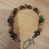 Tibetan silver Toggle Catch Bracelet with Faceted Grey Hematite, Landscape Jasper and Yellow Jade.