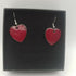 Dark Red Enamel Hear Earrings