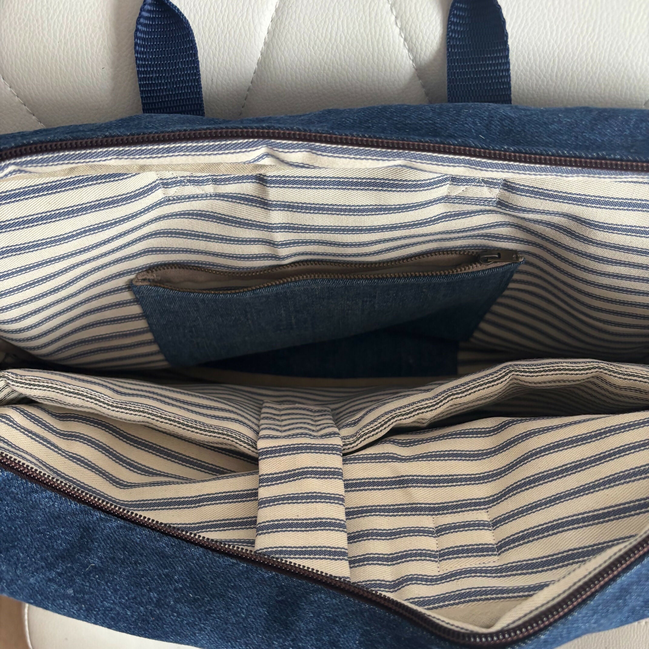 Unique Large Laptop Bag Case Made From Upcycled Jeans With Adjustable strap