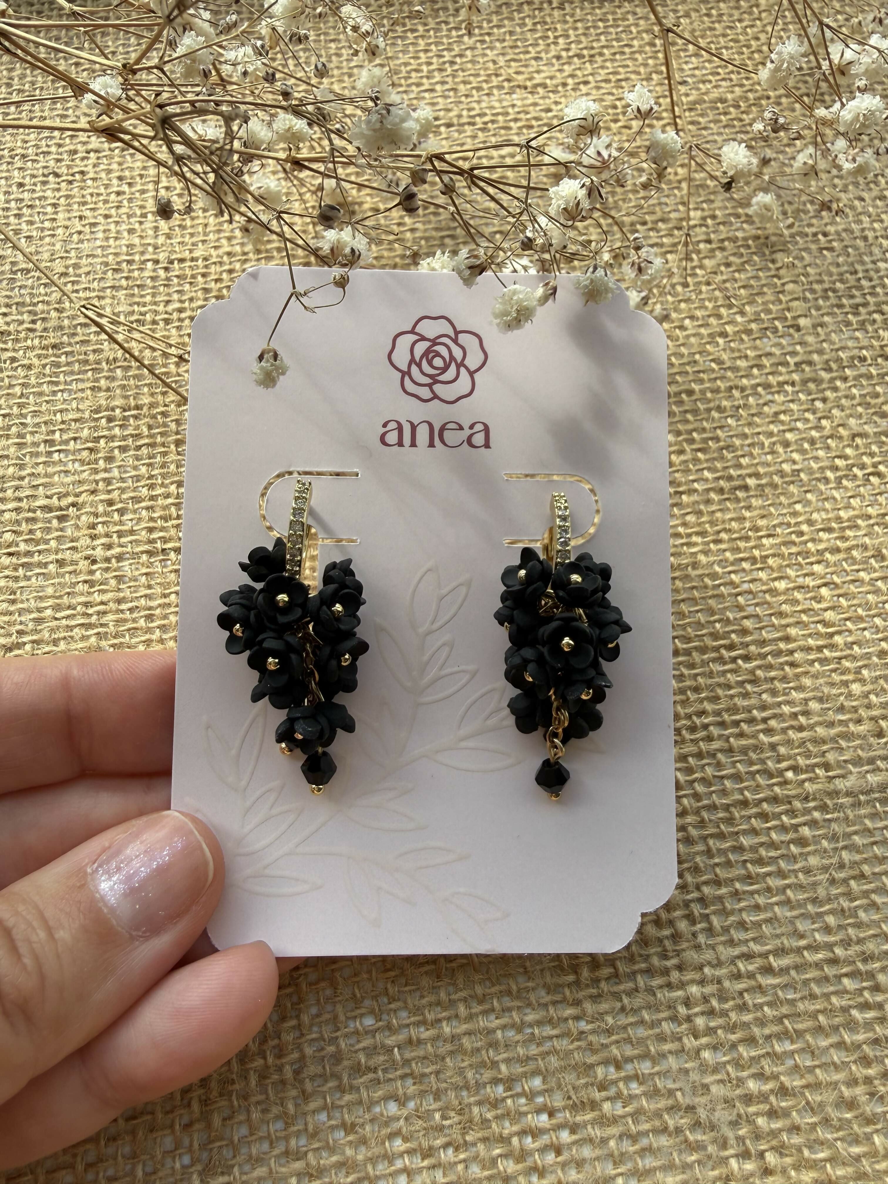 Cascading Flower Drop Earrings with Mini Floral Clusters