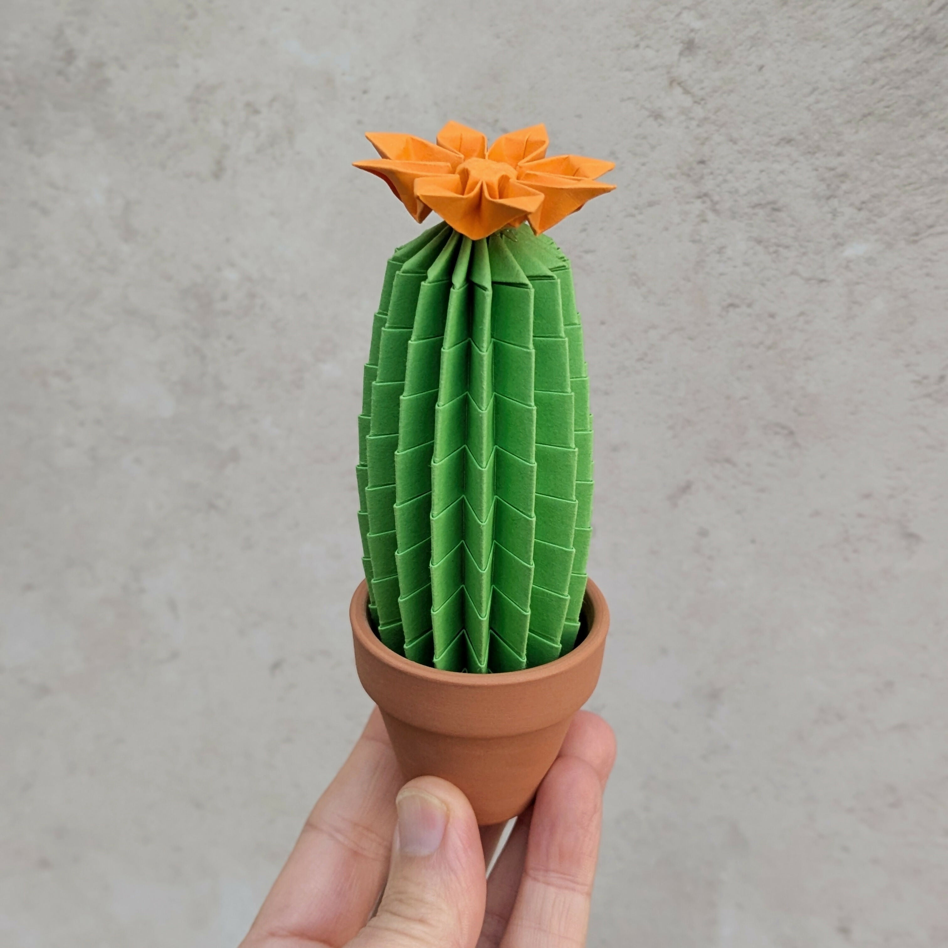 Origami Paper Cactus in Terracotta Pot
