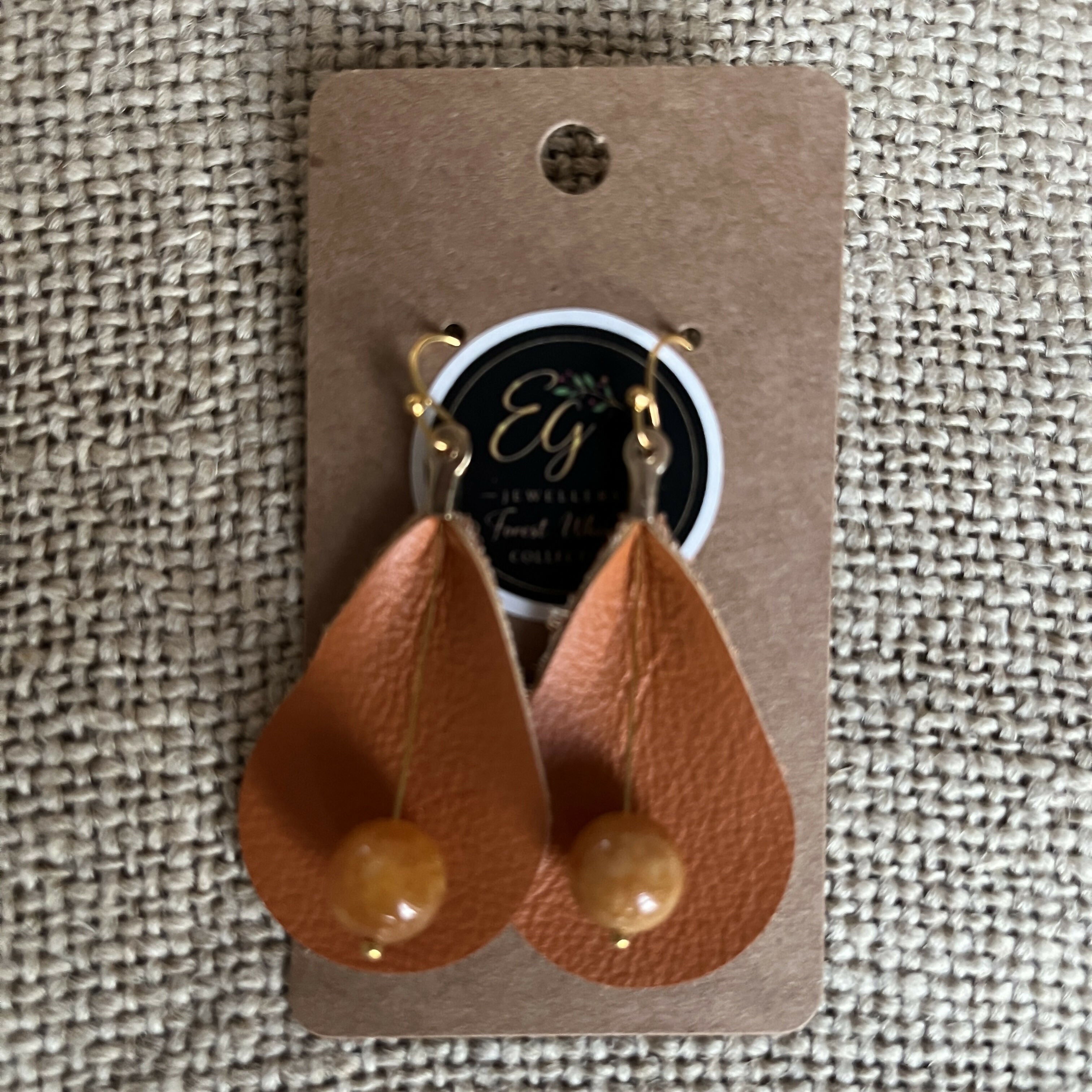 Forest Whisper Leather Earrings – Honey Dew