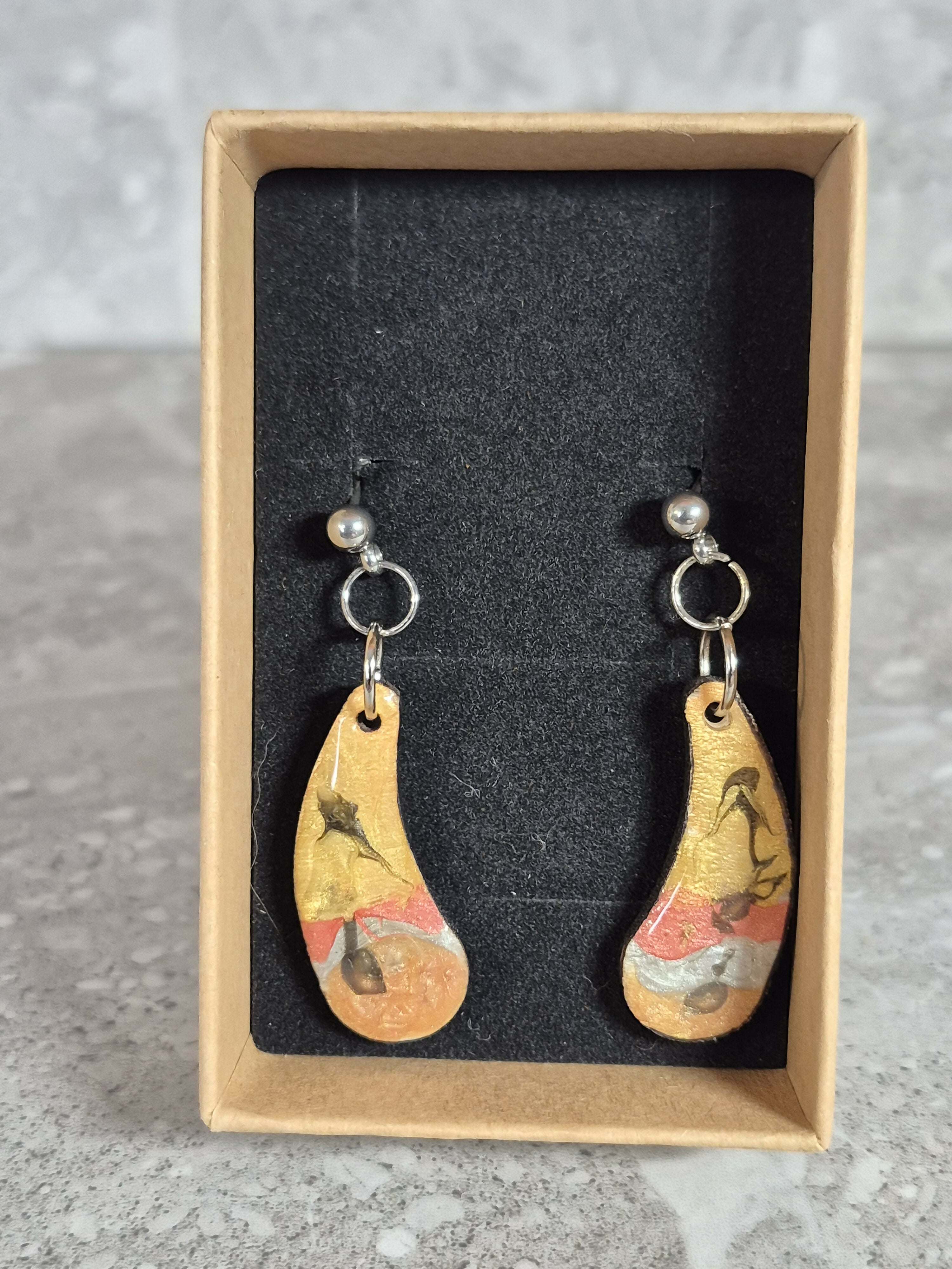 Handcrafted Teardrop Shaped Coloured Earrings