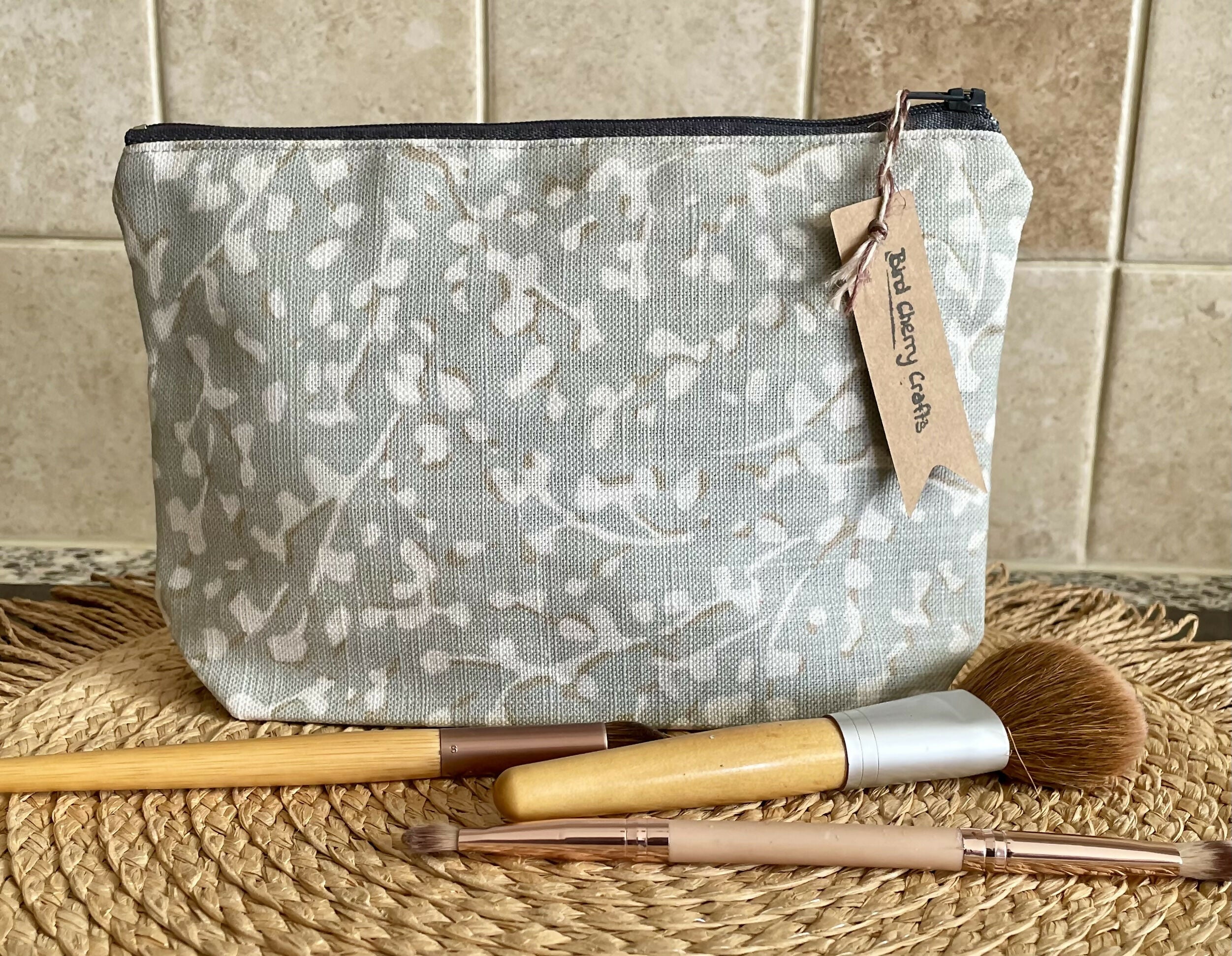 White Flowers Cosmetics Bag/ Pencil Case