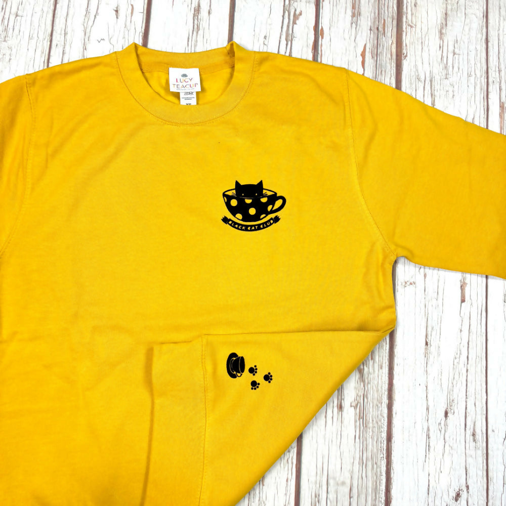 Black Cat Mustard Yellow Unisex Sweatshirt