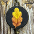 Hand Embroidered Autumnal Oak Leaf Key Necklace