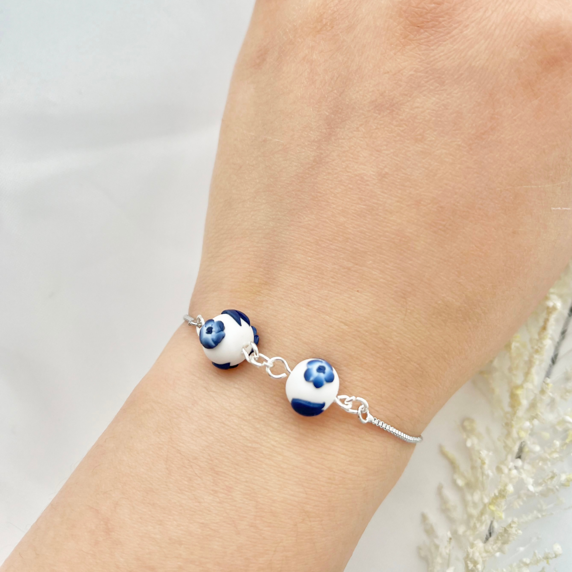 Blue China Bracelets - Handmade Polymer Clay Bracelets