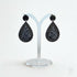 Floral Teardrop Earrings with Rhinestone Detail in Black