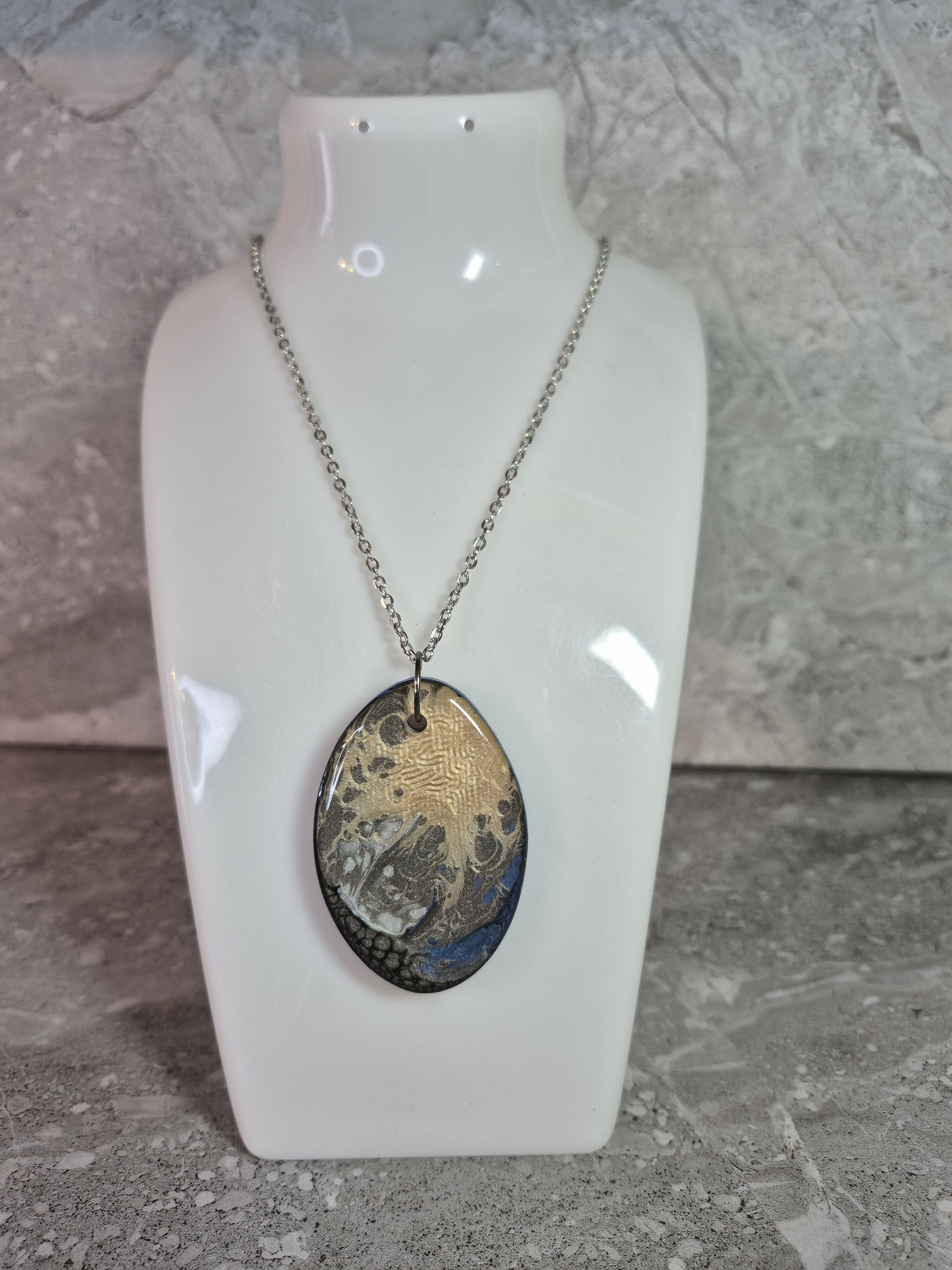 Unique Double Sided Hand Crafted Oval Multi Coloured Pendant