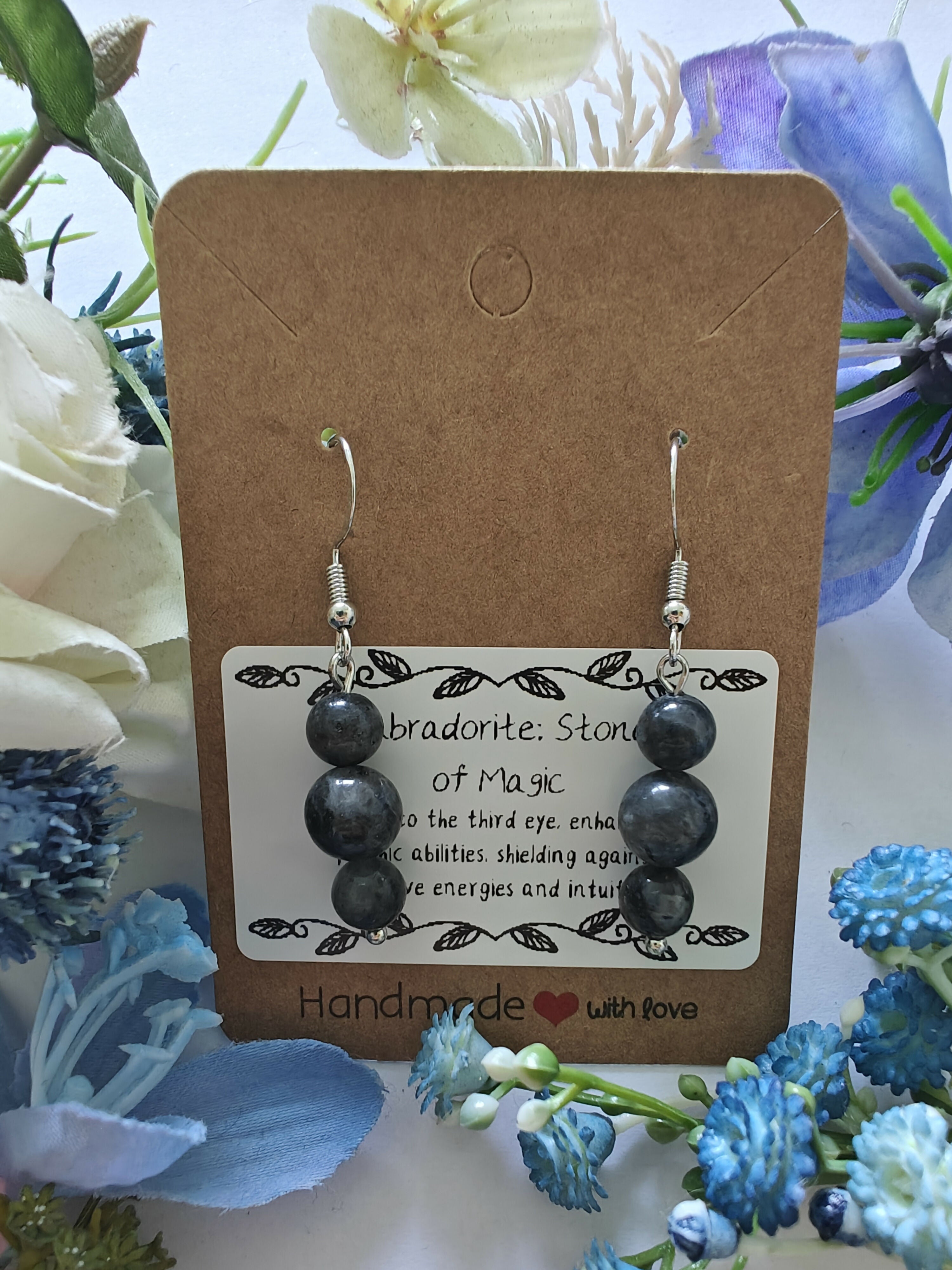 Labradorite Earrings on Sterling Silver Plated Hooks
